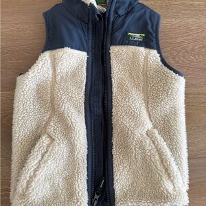 L.L. Bean Navy and Cream Fleece Vest